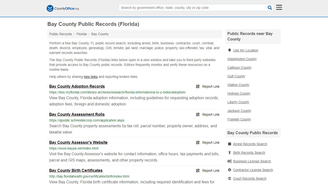 Public Records - Bay County, FL (Business, Criminal, GIS ...